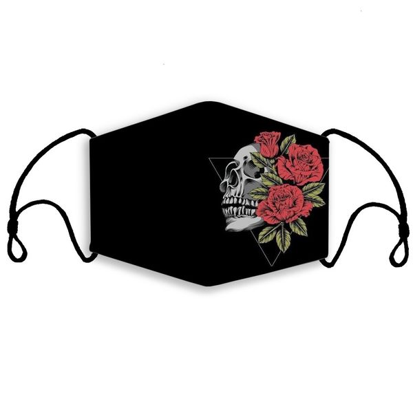 

fashion factory halloween design face party masks printed skull rose cover mouth breathable dust pm2.5 washable and reus p54wx
