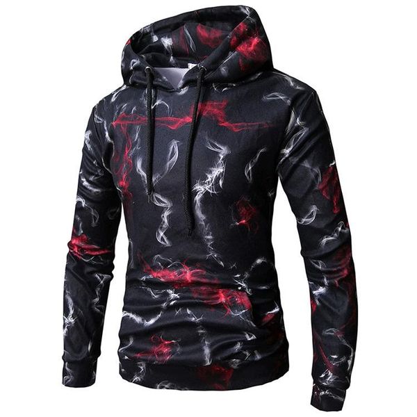 

printing man leisure time even hat pullover sweater oumar hoodie male, Black
