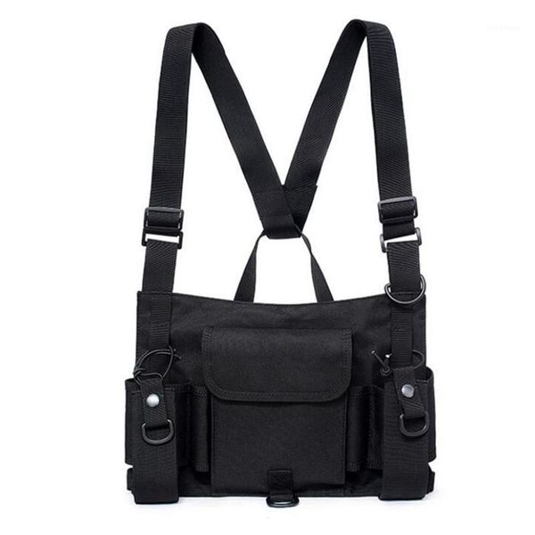 

hunting jackets 2021 fashion chest rig waist bag hip hop streetwear functional tactical cross shoulder bags men vest pack1, Camo;black