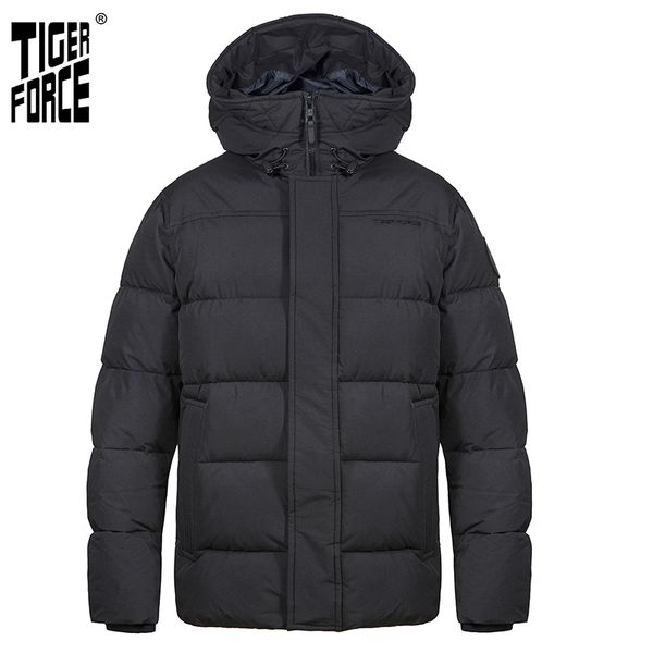

tiger force 2020 new men's winter jacket mid-length hooded business casual black thicken markers man parka overcoat 70750 c1201, Black;brown