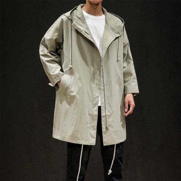

19 year autumn new windbreaker trend medium length large loose korean men's jacket, Tan;black