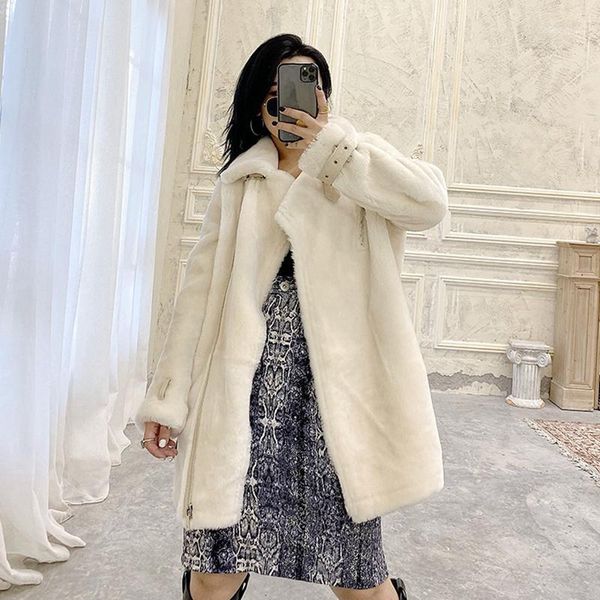 

real fur women coat natural double-faced fur sheepskin and long sleeves outwear winter merino sheep warm1, Black