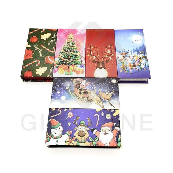 

false eyelashes eyelash packaging box wholesale christmas lash 25mm mink lashes package santa claus empty with tray