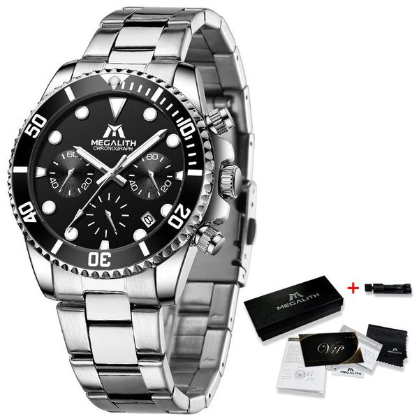 

meglaith men quartz wristwatches 2020 new fashion sports chronograph quartz wristwatch luminous date men clock relogio masculino bbysfg, Silver