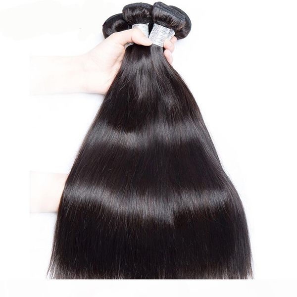 

3pcs jet black brazilian straight hair extensions grade jet black virgin hair bundles deals tissage bresilienne human hair weave