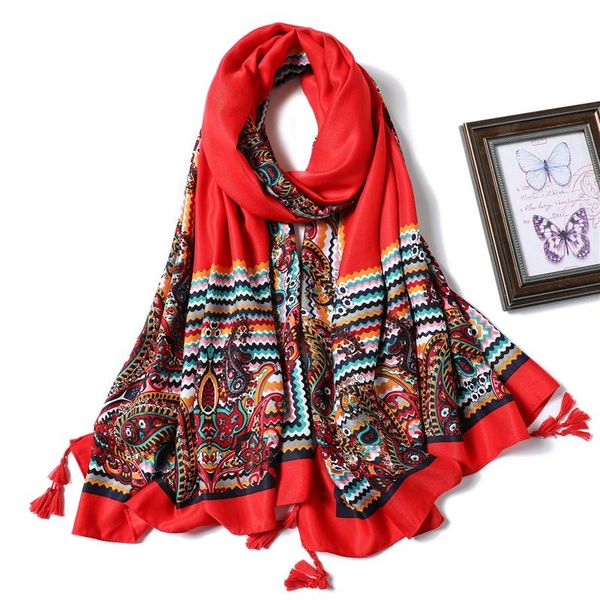 

женщины хлопок шарф шали способа печати хиджаб foulard пашмины бандана кисточкой бич похититель lady высокого качества глушитель обертывания, Blue;gray