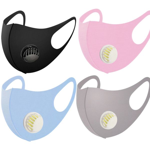 

new adults children reusable washable breathable mask with breathing valve cycling dust masks outdoor ice silk mask