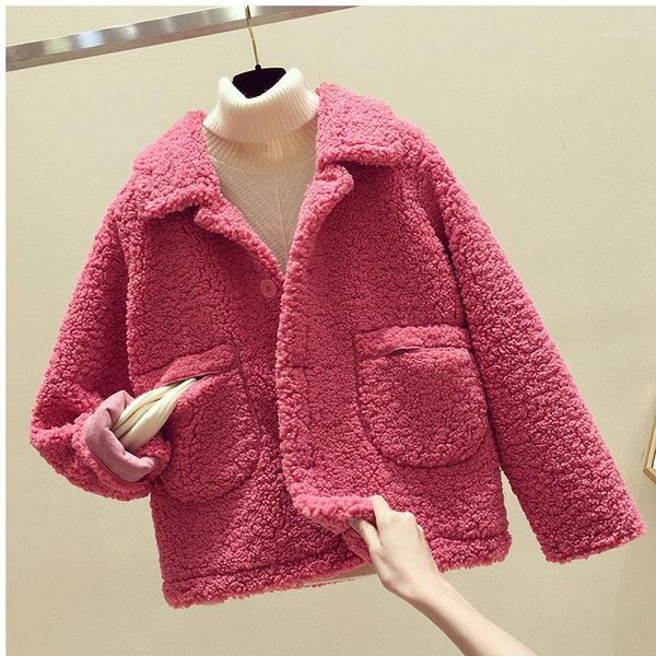 

mumuzi faux lamb fur coat female 2019 new winter and autumn chic fur short coats pink and yellow warm thermal jackets parkas1, Tan;black