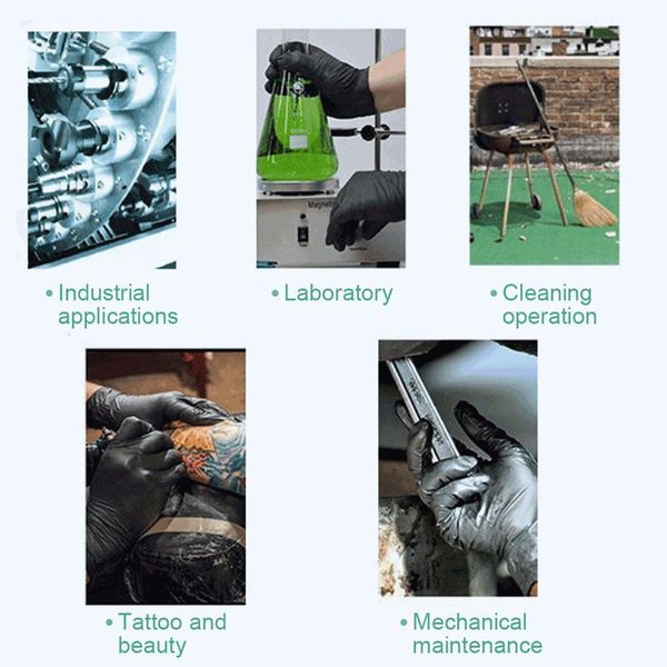 

factorysm2bmechanic washing black nitrile cleaning disposable 100pcs/set household laboratory nail art anti-static glove