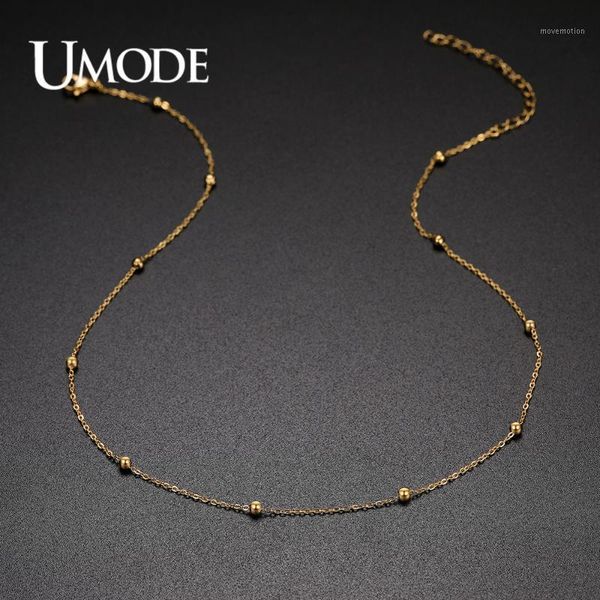 

umode korean girls gold stainless steel necklace for women 3mm ball chain necklace choker fahsion party jewelry gift un03911, Golden;silver