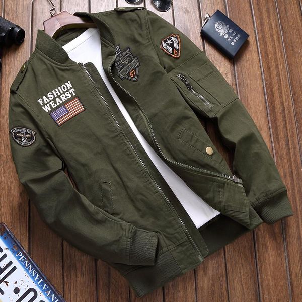 

trendy winter jackets coats embroidery printing men's jackets coat standing collar black khaki green men's coat, Black;brown