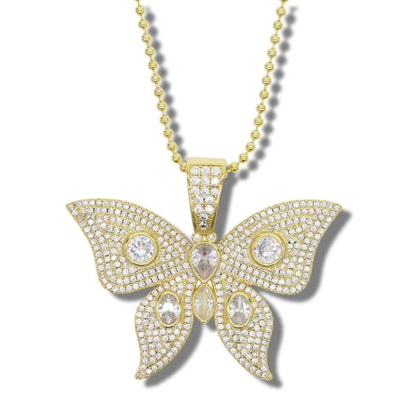 

2020 new gold silver color butterfly pendants necklaces animal butterfly bead chain choker for women men hip hop jewelry