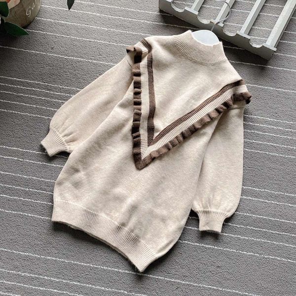 

korean children's autumn winter 2020 m9237 new mid long pullover sweater fashion girls' woolen drs rlrf, Blue