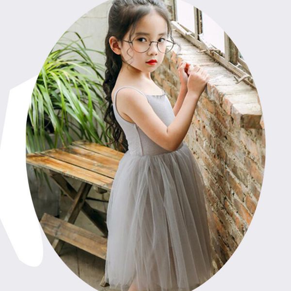 

baby girls lace tulle sling dress children suspender mesh tutu princess dresses 2021 summer boutique kids clothing 2 colors, Red;yellow