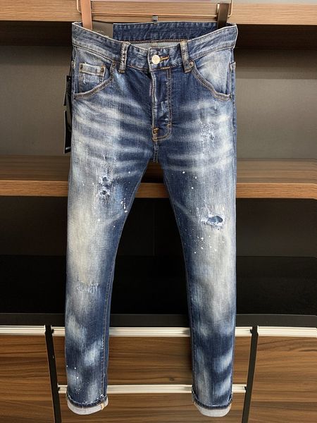 

new brand of fashionable european and american mens casual jeans highgrade washing pure hand grinding quality optimization lt9620, Blue