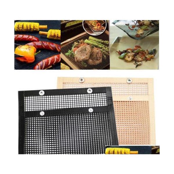 

grill mat non-stick mesh grilling bag outdoor folding barbecue rack wire meshes portable household bbq grills mesh tools 24*14cm dcfbb