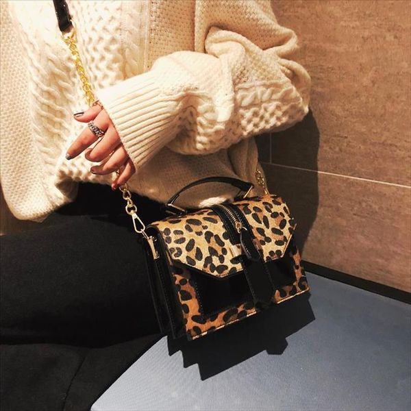 Горячие продажи Leopard Crossbody сумки для женщин с молнией украшения Дамские сумки и кошельки Патентная кожаная мешка