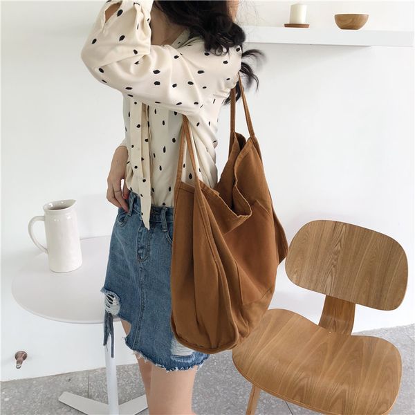 

women casual handbag totes canvas teenage girls school book shoulder bags large capacity ladies shopping bags t200110