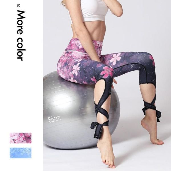

yoga outfits cloud hide pants women flower sports leggings high waist long tights fitness running trouser workout plus size xl, White;red