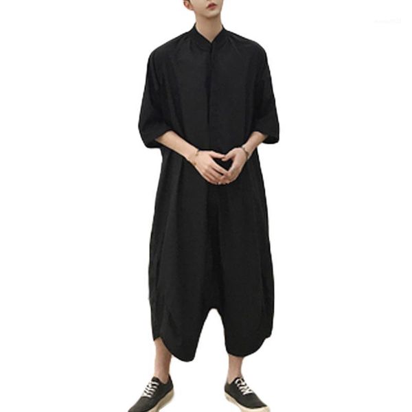 

men's tracksuits summer mens loose cargo pants jumpsuits fashion design one piece black rompers harajuku streetwear overalls male hip h, Gray