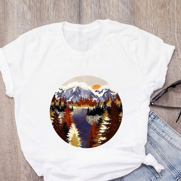 

women graphic rive mountain vacation printed cute summer t-shirt shirt lady clothes womens clothing tee female t shirt, White