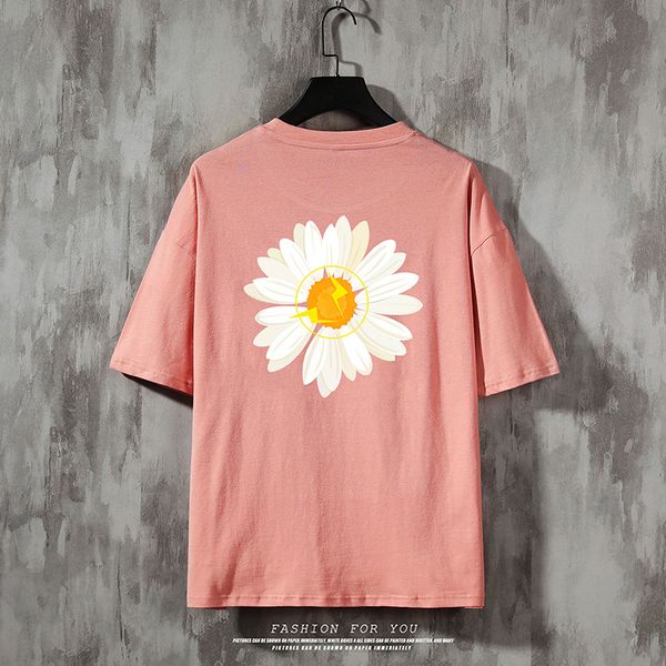 

2021 new harajuku daisy flower print tshirts casual streetwear short sleeve tees men hip hop fashion summer t shirts male bj87, White;black