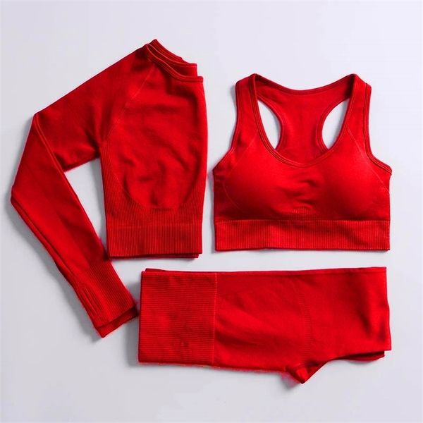 

energy seamless yoga set sport outfit for woman gym clothing fitness long sleeve crop high waist leggings running sportswear 220217