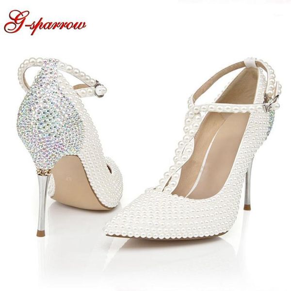 

dress shoes bride pointed toe fashion wedding party high heels t-straps buckle strap rhinestone metal heel girl birthday gift big size1, Black