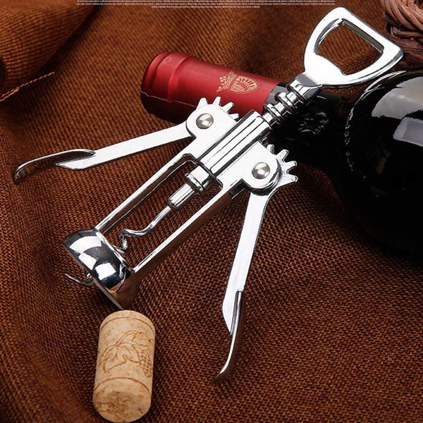 

stainless steel wine bottle opener handle pressure corkscrew red wine opener kitchen accessory bar tool wing corkscrew opener wx9-117