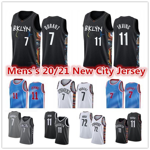 

men's 2021 new kevin 7 durant kyrie #11 jerseys irving bklyn caris22 levert harden biggie small spencer james city black edition basket, Black;red