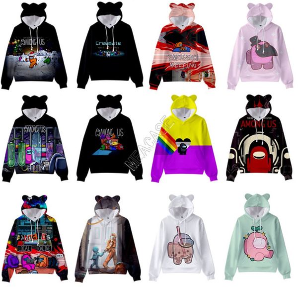 

among us women children pullover sweatshirts game hoodies designer t-shirt hooded sweater men long sleeve blouse clothes d113002, Black