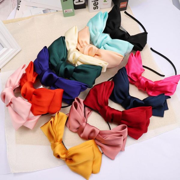 

cokk new fashion women girls knotted big bow hairband elegant chiffon headband hair band headwear female hair accessories 2020 swy sqcfhq, Blue;gray