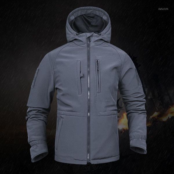 

2020 winter thick windbreaker soft shell plush warm jacket men's outdoor wind proof and waterproof coat1, Tan;black