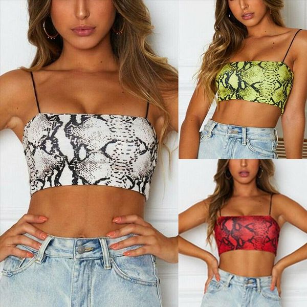 

3 color women pluse size s xxl snakeskin pattern print strappy tank bustier bra crop bralette plus size, White