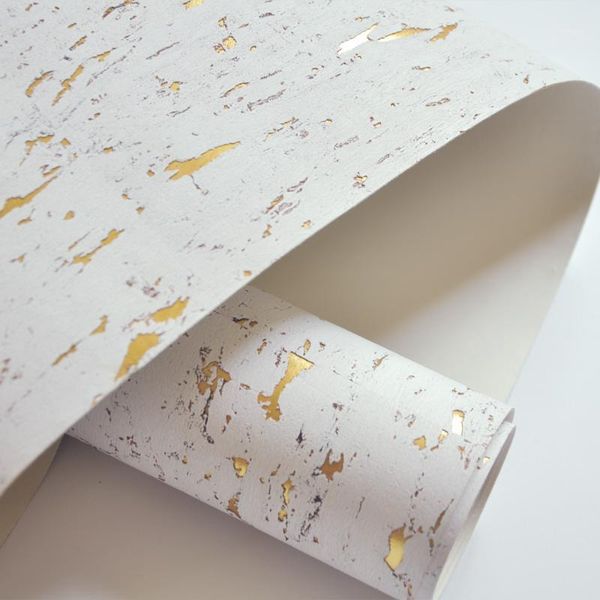 

wallpapers mywind 0.91*5.5m/roll white off gold nordic style real cork metallic wallpaper for home decoration1