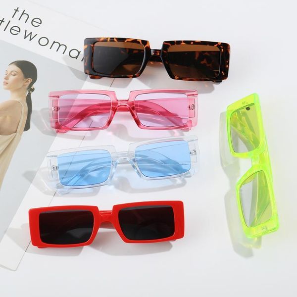

1pc new fashion vintage sunglasses women candy color small rectangle sunglass rectangle sun glasses female uv400 lens eyewear1, White;black