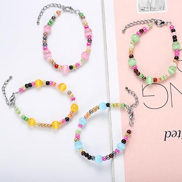 

fashion cute color opal and small glass beads bracelets for women, Black