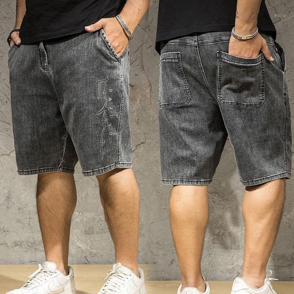 

men's jeans denim shorts men summer big-name short high-quality large-size fashion casual loose elastic1, Blue