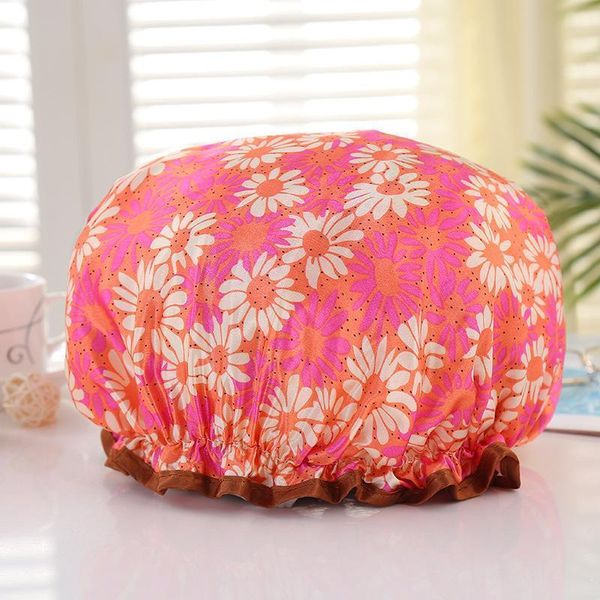 

waterproof shower cap double layer elastic bath hat bathing cap for women spa bathing accessory hair salon bathroom product h wmtkik