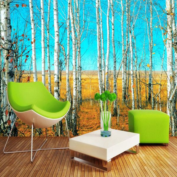 

wallpapers custom birch forest 3d nature landscape po wallpaper large wall painting living room background mural papers home decor