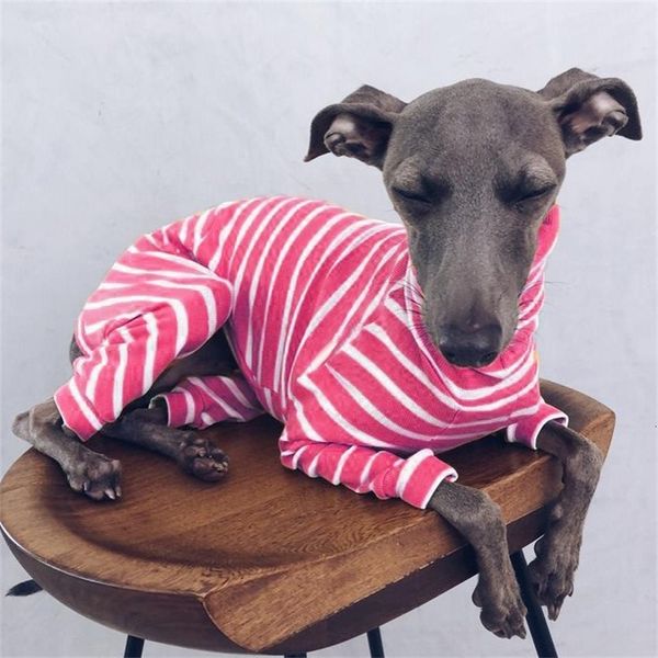 

stripe pet dog accessories clothes collar cold proof shirt four long sleeves dogs supplies shirts new pattern 26lm f2