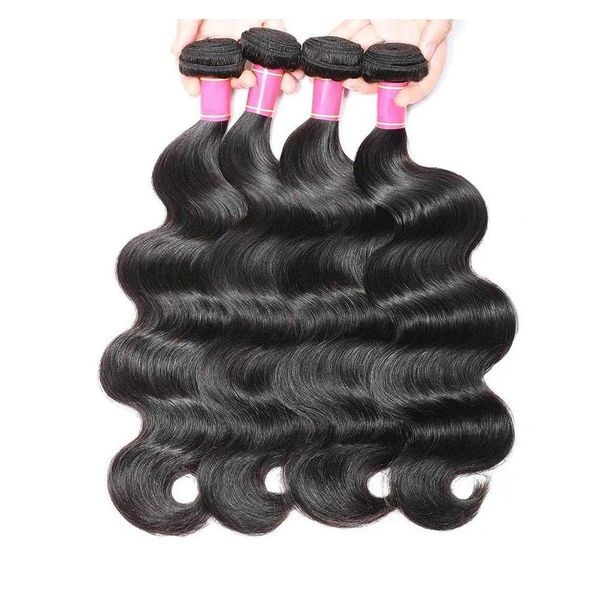 

brazilian body wave hair weave bundles natural color 100% human hair weave 1/3/4 piece 10-26" remy hair extensions, Black