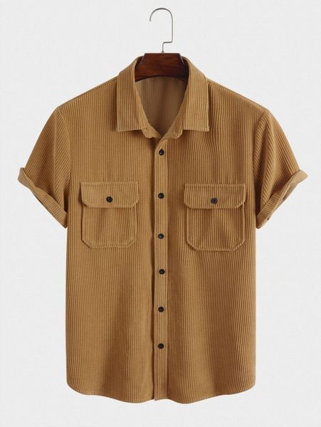 

men flap pocket corduroy shirt p3ku#, White;black