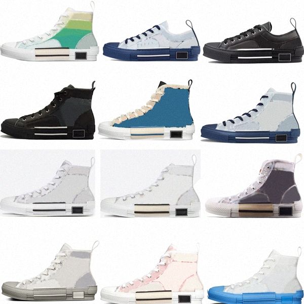 

2021 b23 b22 b24 designer sneakers obliques technical leather high low flowers platform outdoor casual shoes vintage size 36-45 t6cd#, Black