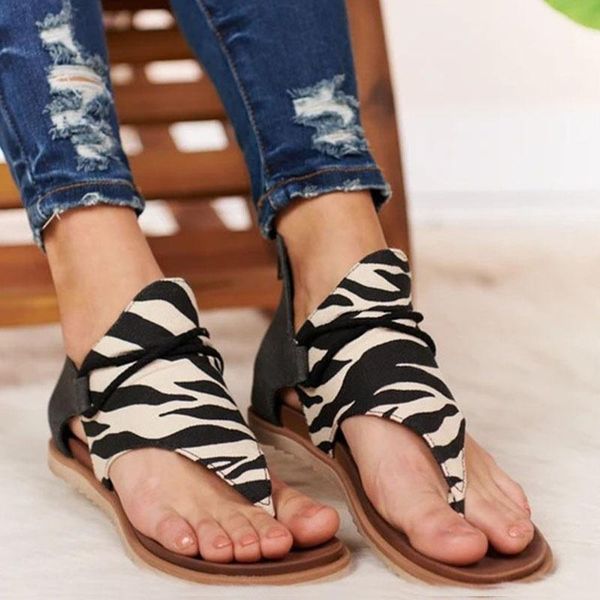 

seller - women sandals leopard pattern large size rome sandals women's anti-slip selling wedges summer shoes1, Black