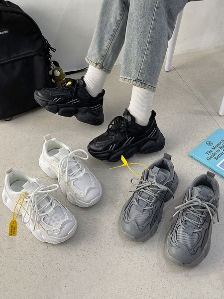 

plush father women ins trend 2020 new autumn and winter students can take street p sports casual shoes, Black