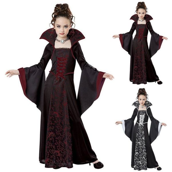 Traje de Halloween para crianças meninas bruxa vampiro cosplay fantasia disfraz halloween mujer roupas de desempenho infantil para festa lj200930