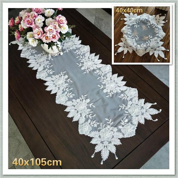 

table cloth european lace embroidered bead pendant tablecloth balcony bedroom small round piano cover banquet vase cup plate mat1