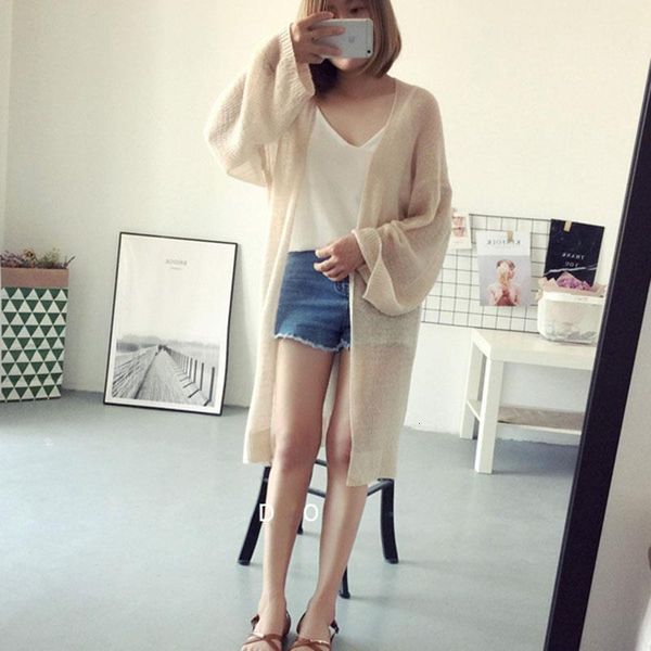 

long fashion summer long cardigan sweaters women thin woman knitted hollow out loose cardigans knitwear open stitch causal, White;black