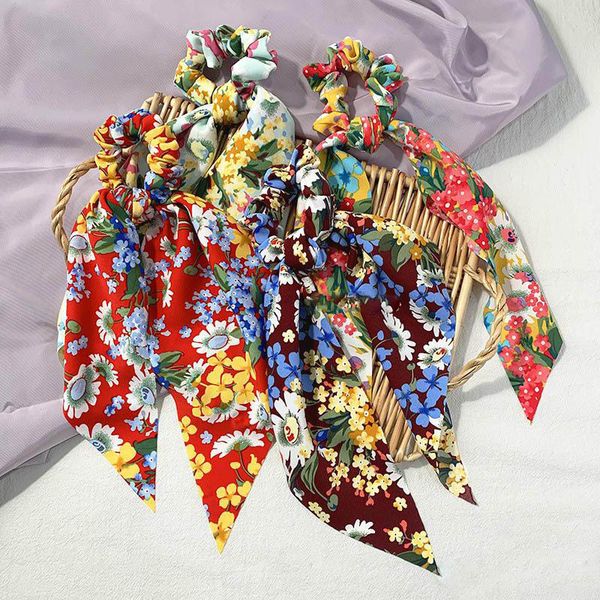 

girls scrunchies kids hairbands fashion flower children hair bands long bows head bands hair accessories 11.6inch, Slivery;white